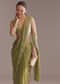 Olive Green Chinon Saree With Bead And Sequin Embroidery