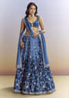 Ombre Blue Satin Bridesmaid Lehenga With Heavy Embroidery