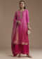 Ombre Pink Jacquard Weave Kurta Set