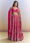 Ombre Pink Satin Bridesmaid Lehenga With Heavy Embroidery
