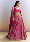 Ombre Pink Satin Bridesmaid Lehenga With Heavy Embroidery