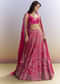 Ombre Pink Satin Bridesmaid Lehenga With Heavy Embroidery