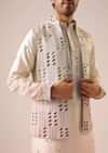 Ombre Peach Silk Bundi And Kurta Set with Mirror Work