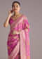 Onion Pink Dola Silk Saree With Multicolor Floral Jaal Weave