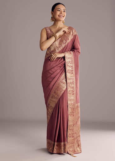 Onion Pink Dola Silk Saree With Zari Motifs Pallu