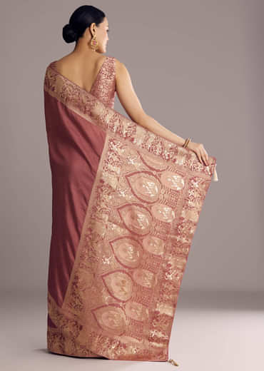 Onion Pink Dola Silk Saree With Zari Motifs Pallu