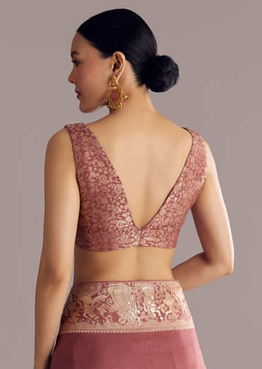 Onion Pink Dola Silk Saree With Zari Motifs Pallu