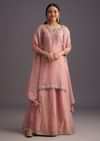 Onion Pink Embroidered Kurti Palazzo Set With Dupatta