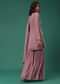 Onion Pink Embroidered Sharara Suit Set In Georgette With Hand Block Print
