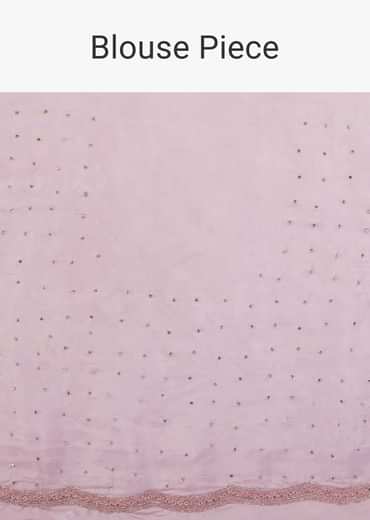 Zephyr Pink Saree In Sequins And Organza With Embroidery