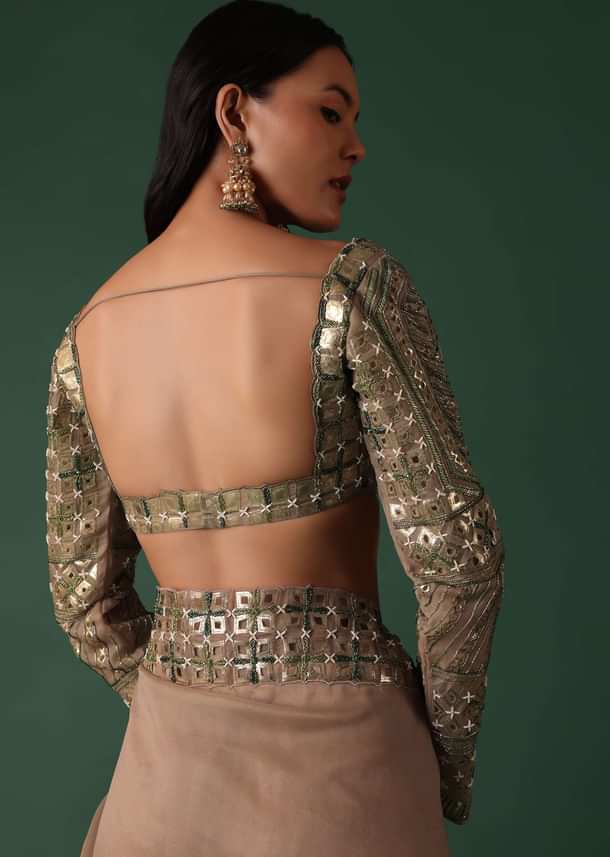 Onion Pink Foil Printed Saree And Blouse In Organza