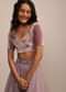Onion Pink Half Sleeves Blouse in Velvet With Sweetheart Neckline