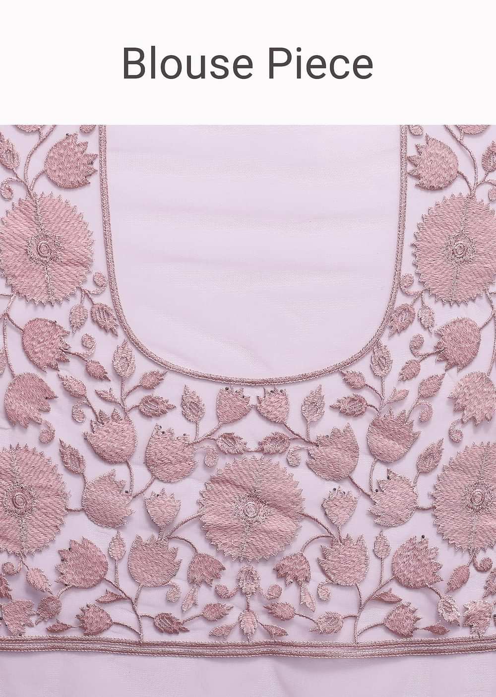 Onion Pink Sheer Saree With Floral stone studded And Unstitched Blouse Piece