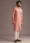 Onion Pink SIlk Kurta And Pant Set With Embroidered Yoke