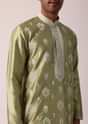 Opulent Gold Silk Kurta Set For Men