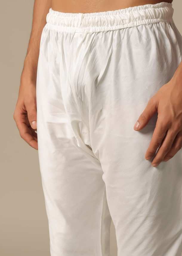 Opulent White Silk Sherwani Set