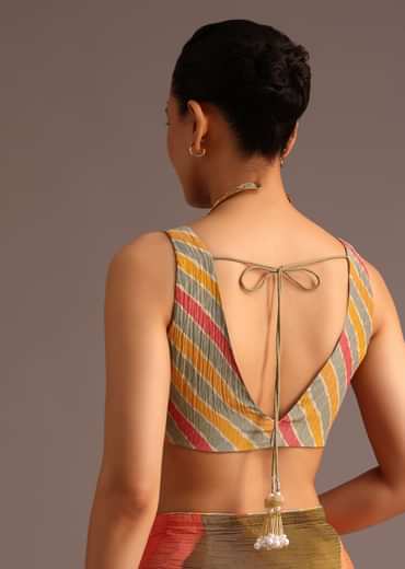Orange Abstract Printed Crush Saree