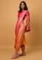 Orange And Fuchsia Shaded Dhoti Saree In Georgette With Brocade Jaal All Over Online - Kalki Fashion