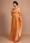 Orange art handloom Saree In Silk With Weaved Floral Buttis