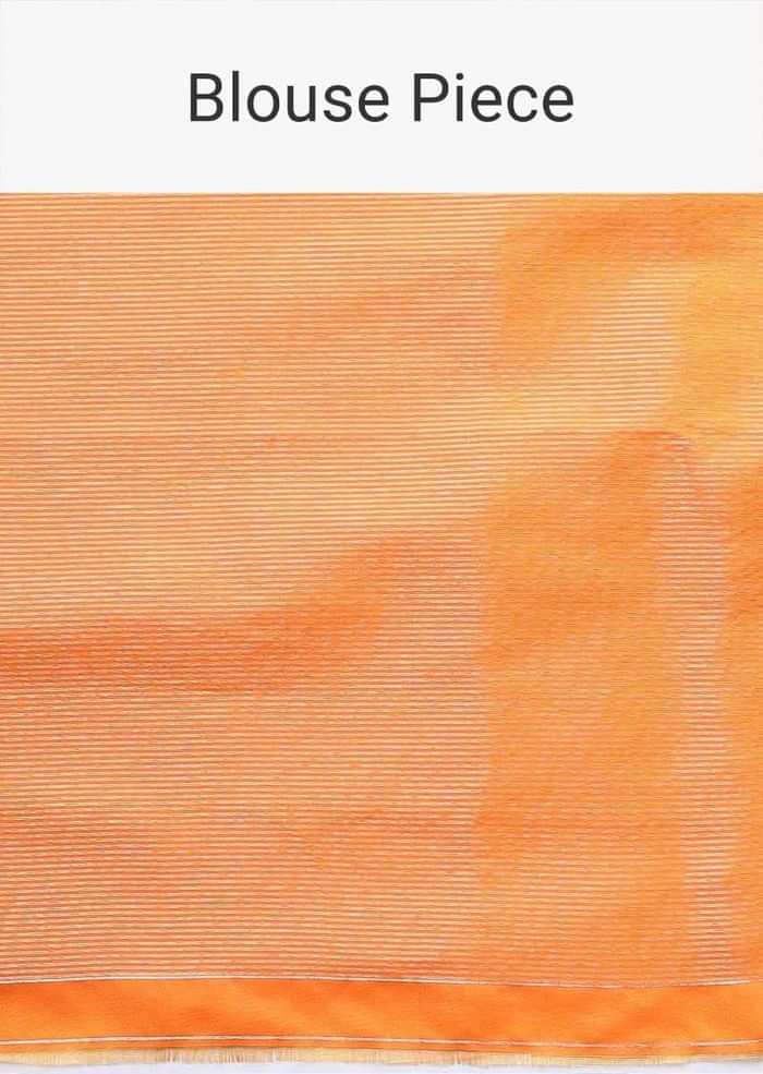 Orange art handloom Saree In Silk With Weaved Floral Buttis