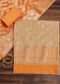 Orange Beige Banarasi Silk Unstitched Suit Set With Woven Detailing