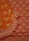 Orange Brocade Saree In Floral Motif Online - Kalki Fashion