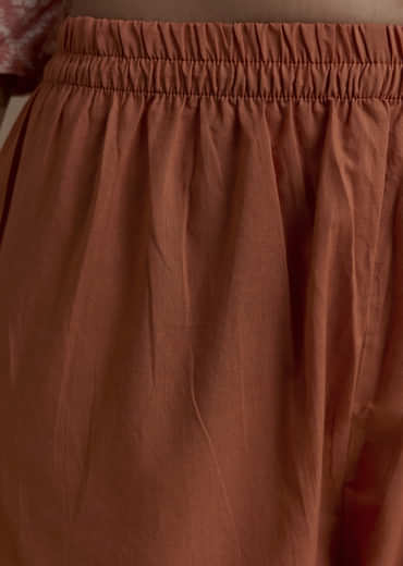 Orange Chanderi Floral Print Kurta Set with Gotta Work