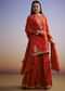 Orange Chinon Sharara Suit With Cut Dana And Sequins Work