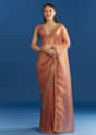 Orange Organza Tissue Saree With Sparkling Scallop Border