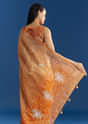 Orange Organza Tissue Saree With Zari Brocade Border