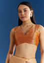 Orange Organza Tissue Saree With Zari Brocade Border
