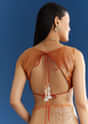 Orange Organza Tissue Saree With Zari Brocade Border