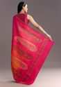 Orange Red Shaded Kora Silk Handloom Saree With Woven Motif