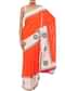Orange saree embellished in zardosi and thread embroidery only on Kalki