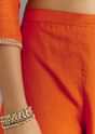Orange Viscose Silk Kurta Set With Moti Beads and Cut Dana Detailing