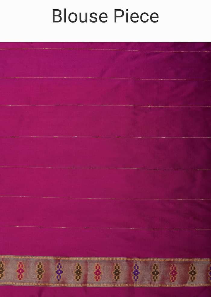 Orange And Pink Banarasi Ikat Patola Weave Saree With Unstitched Blouse Piece