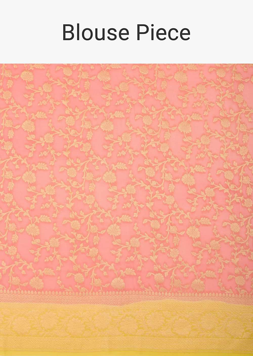 Orange Banarasi Saree With Floral Zari Jaal