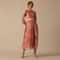 Orange Chiffon Printed Kurta With Embellished Belt
