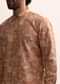 Orange Cotton Silk Embroidered Kurta Set For Men