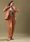 Orange Embroidered Blouse With Dhoti And Jacket