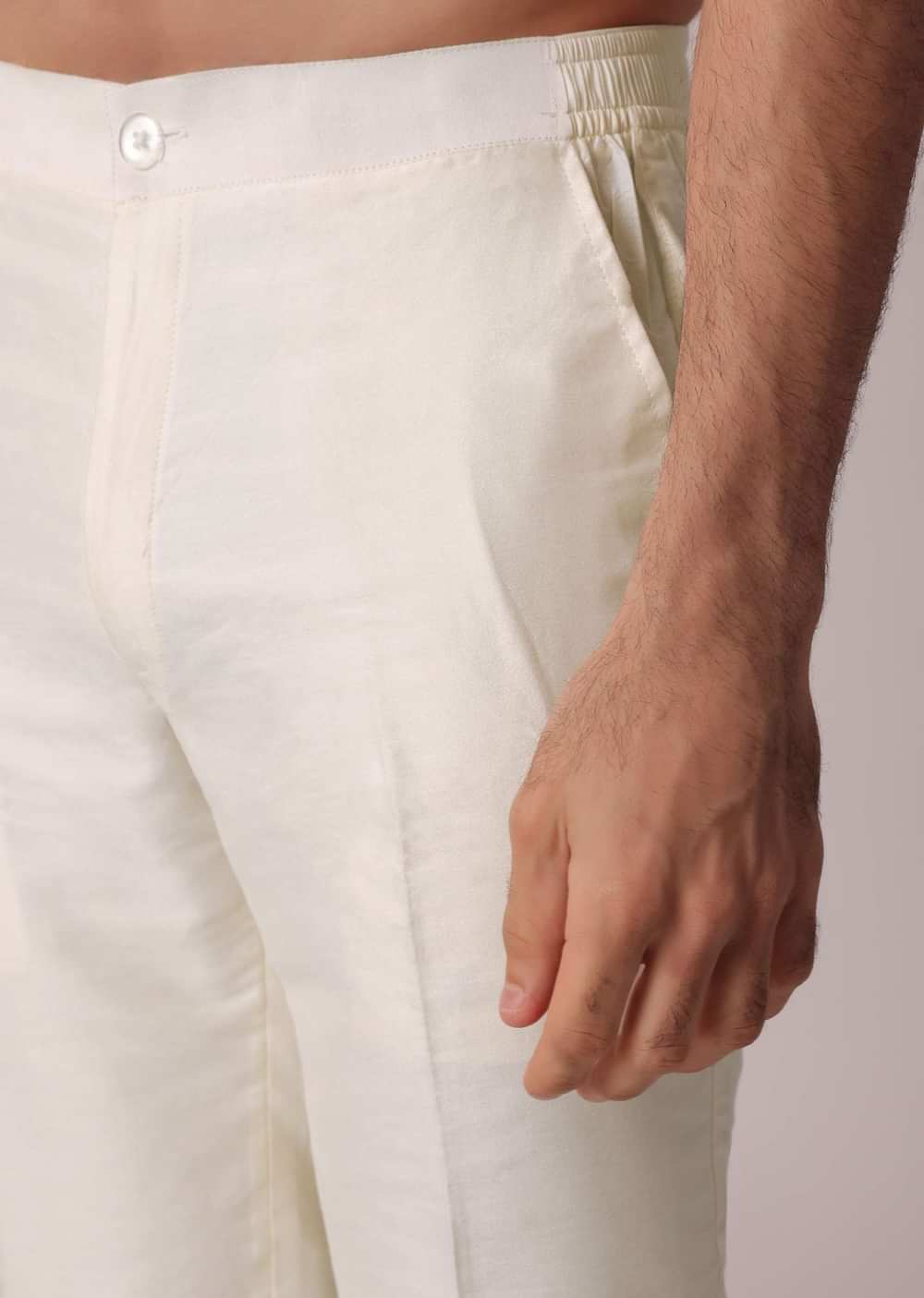 Orange Festive Linen Kurta Set For Men