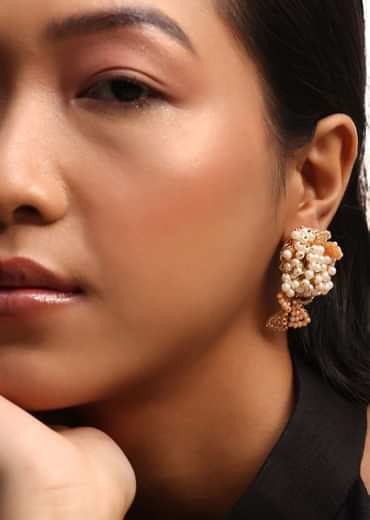 Orange Handcrafted Stud Earrings Earring In Mix Metal