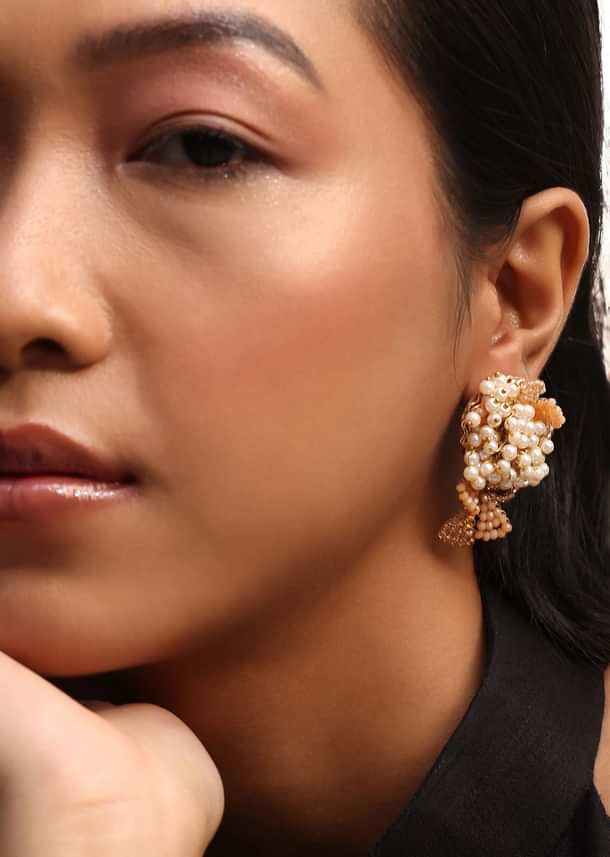 Orange Handcrafted Stud Earrings Earring In Mix Metal Orange Handcrafted Stud Earrings Earring In Mix Metal