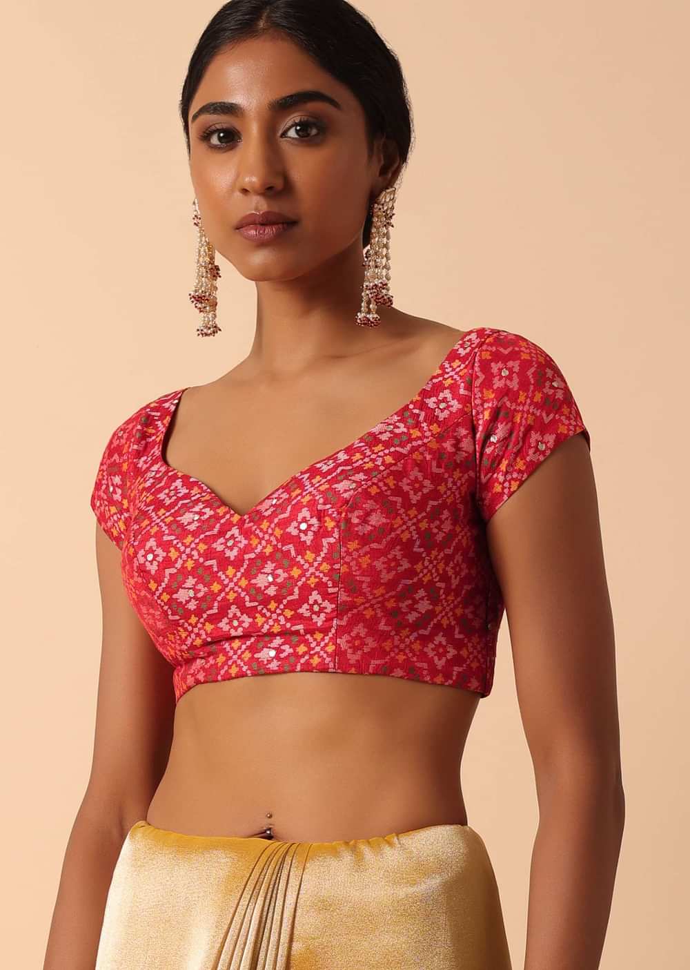 Orange Kora Silk Saree With Unstitched Blouse Fabric