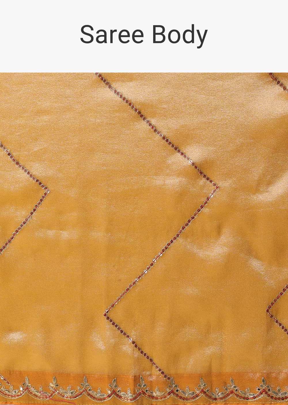 Orange Kora Silk Saree With Unstitched Blouse Fabric