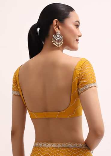 Orange Organza Saree With Unstitched Blouse