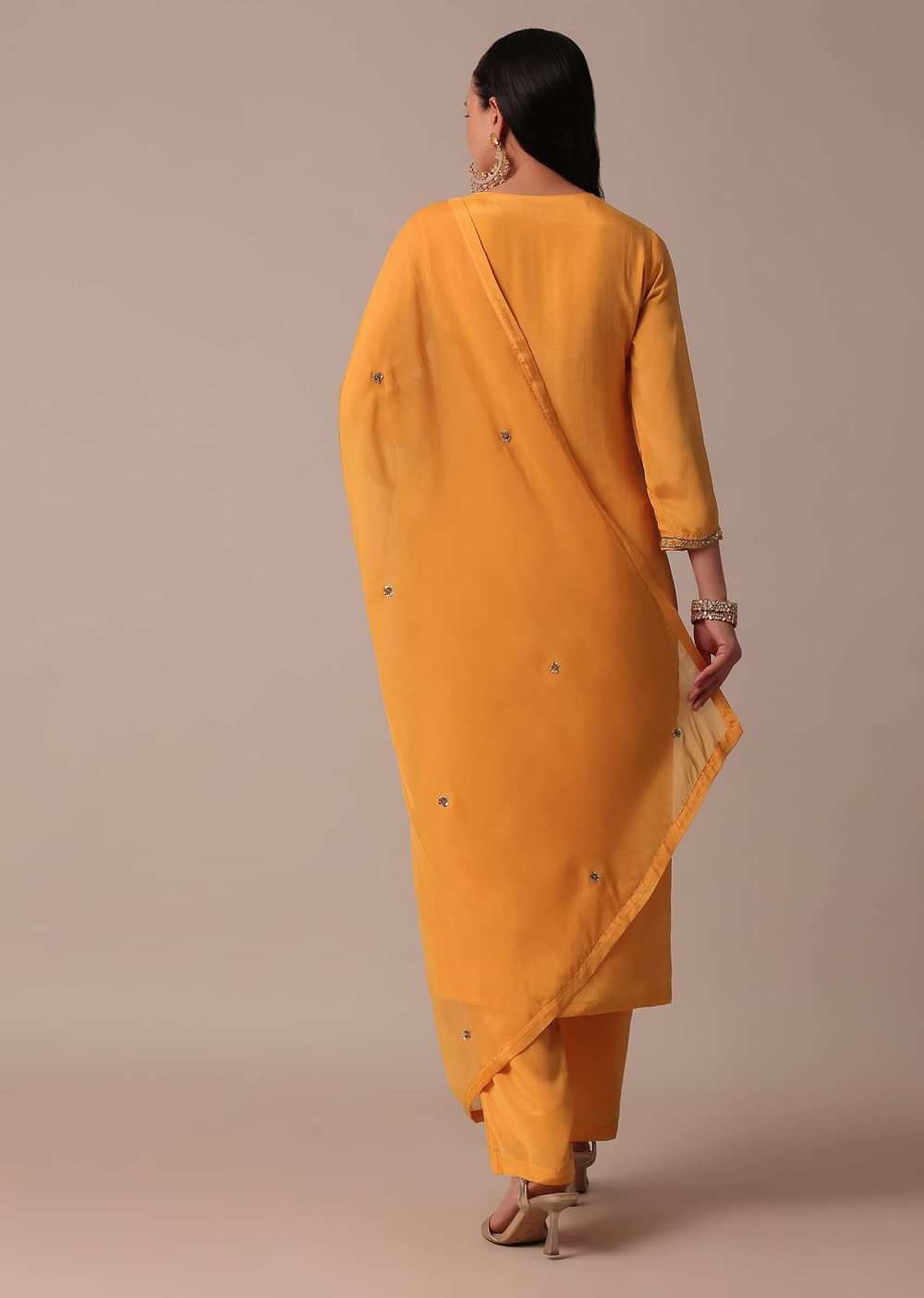 Orange Pant Set With Sequin Work