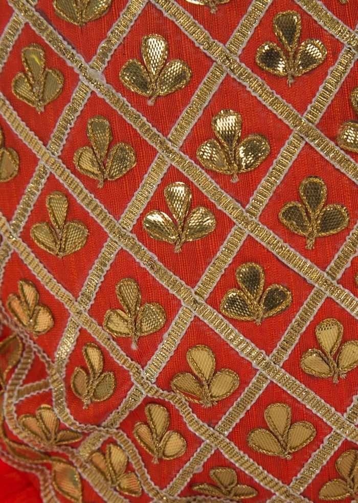 Orange potli bag beautified in gotta patti embroidered work only on Kalki