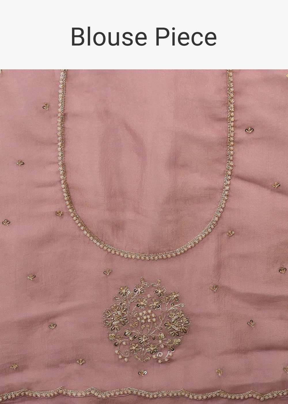 Orchid Haze Glass Tissue Saree With Zardozi Embroidery And Floral Buttis