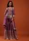 Orchid Purple Embroidered Sharara Suit In Georgette